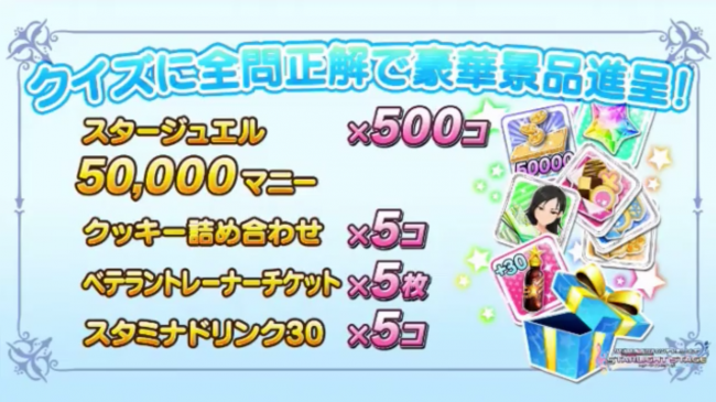 シンデレラクイズ全問正解賞品