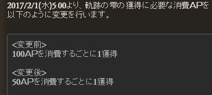 2月からは50AP消費毎に1獲得へ