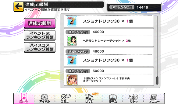 達成ポイント報酬
