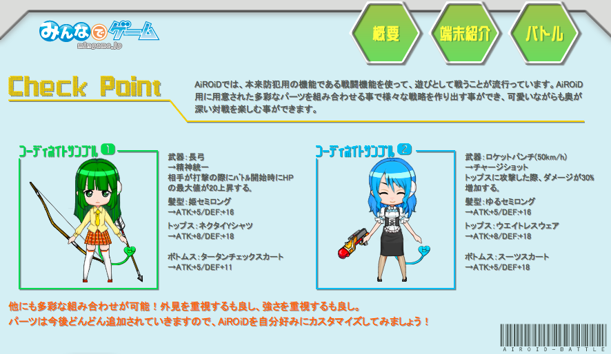 「きせかえ」により外見も強さも変わっていく