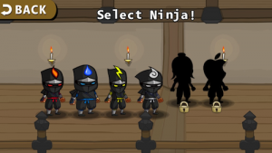 四人の戦士たち。そして隠しキャラ(?)…変なシルエットだなぁ…。 【Ninjas〜奪われた巻物〜 プレイ日記】第1回「忍者忍者賢者賢者」の画像