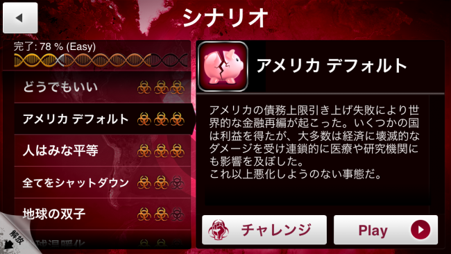 アメリカ大恐慌をシミュレートした「アメリカ デフォルト」。|Plague Inc.-伝染病株式会社- 最終回 その他の追加シナリオ 攻略