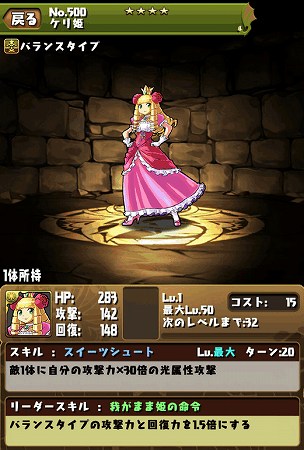パズドラで使える「ケリ姫」