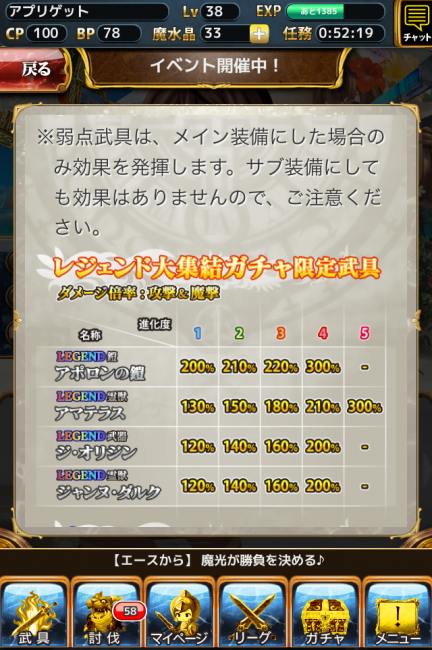 高レベルの冥王と戦うには伝説の装備を整える必要がありそうだぜ。