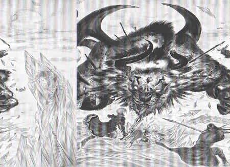 天野喜孝氏描き下ろしによる大迫力のイメージイラスト。本作の主人公レイン、そのライバ ル的存在のラスウェル、そしてヒロインのフィーナがベヒーモスと対峙する姿が描かれてい る。クリスタルの大地に眠る勇者たちの影は…！？ 