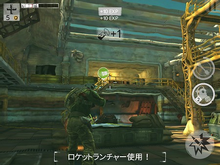 毒ガスが満ち足りた場所ではガスマスクを着用して戦う。