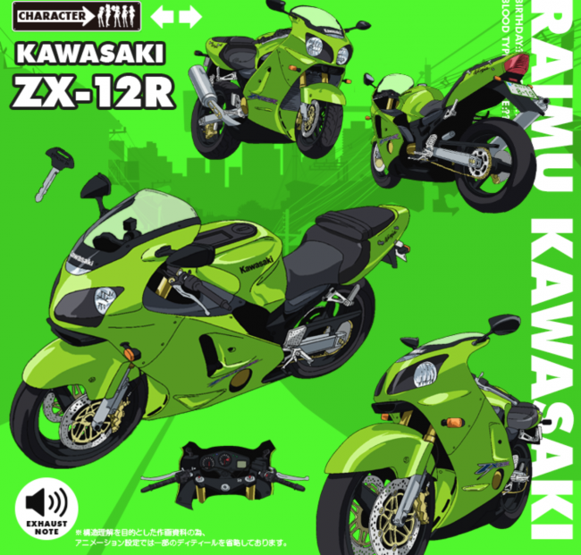 実際には伝統のライムグリーンと少し違う色合いのZX-12Rが愛車
