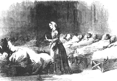 看護婦として戦傷兵を見舞うナイチンゲール（1855年） 画像出典：https://ja.wikipedia.org/wiki/フローレンス・ナイチンゲール