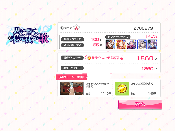 イベントポイント獲得画面
