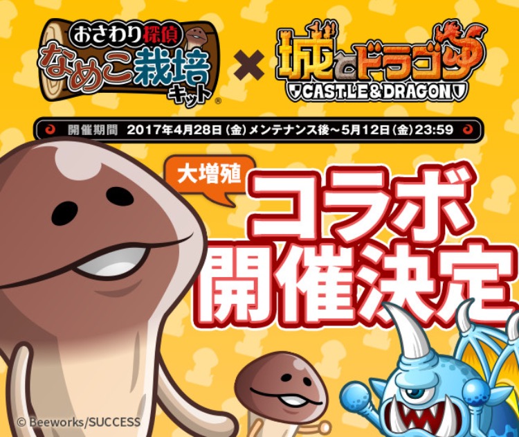 【城ドラ】『なめこ』×『城ドラ』コラボ開催！コラボキャラ『なめこ』販売開始！！の画像