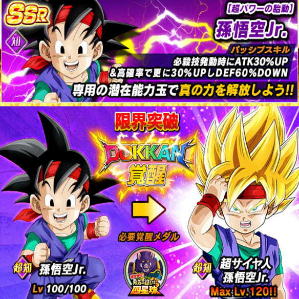 【ドッカンバトル】新物語イベントでドロップできる孫悟空Jrの強さはおじいちゃんより強い？？？