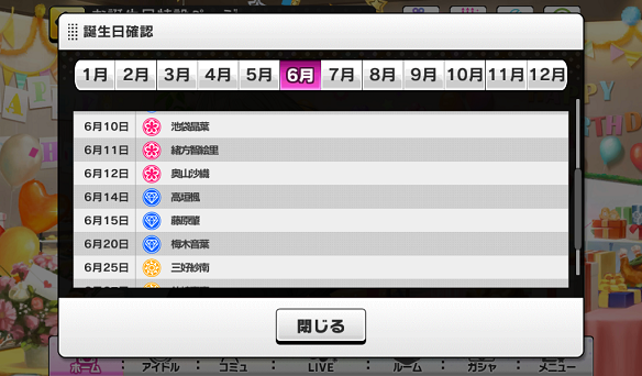誕生日一覧