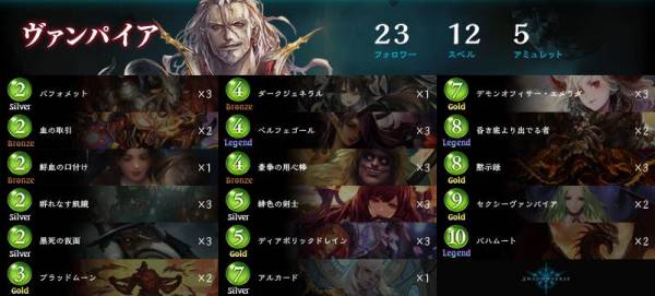 ヴァンパイアのデッキレシピ