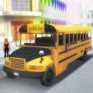 市スクールバスの運転手の3Dのアプリアイコン