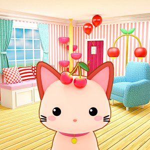 チェリールーム　猫と空飛ぶさくらんぼのアプリアイコン