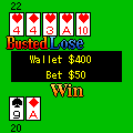TinyBlackJackの当時のゲーム画面