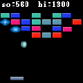 ブロック崩しの当時のゲーム画面