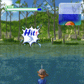 川のぬし釣りの当時のゲーム画面